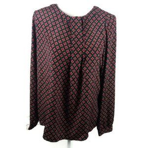 Willi Smith Pleated Neck Dress Shirt Medium Red & Black